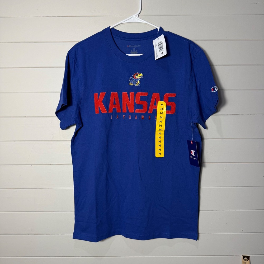 Champion Kansas Jayhawks‎ T-Shirt Mens Medium Royal Blue Collegiate - Picture 1 of 6